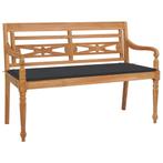 vidaXL Bank Batavia met antracietkleurig kussen 120 cm, Tuin en Terras, Verzenden, Nieuw, Teakhout