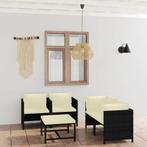 vidaXL 5-delige Loungeset met kussens poly rattan zwart, Verzenden, Nieuw, Rotan, Loungeset