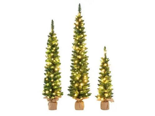 COSTWAY Kunstkerstboom, Set van 3, 90/120/150cm, Warm Witte, Huis en Inrichting, Woonaccessoires | Overige, Nieuw, Verzenden