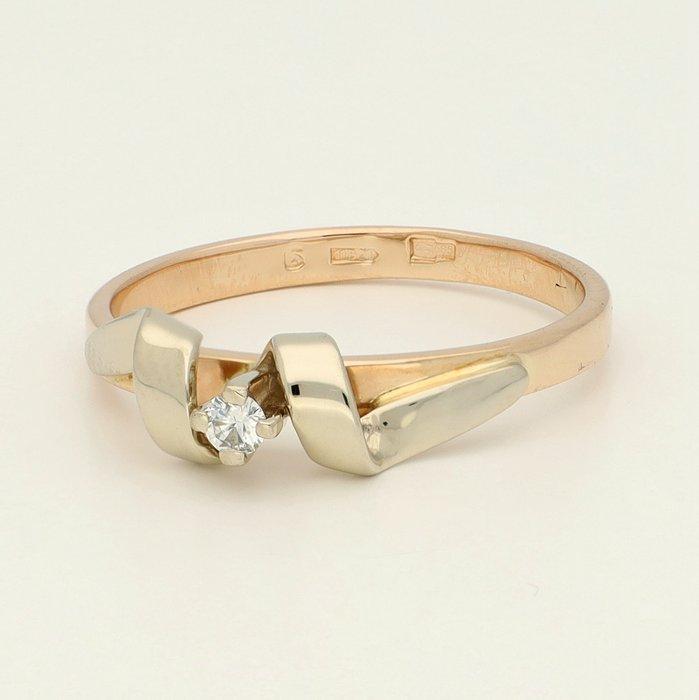 Ring - 14 karaat Roségoud, Witgoud Diamant (Natuurlijk), Sieraden, Tassen en Uiterlijk, Ringen