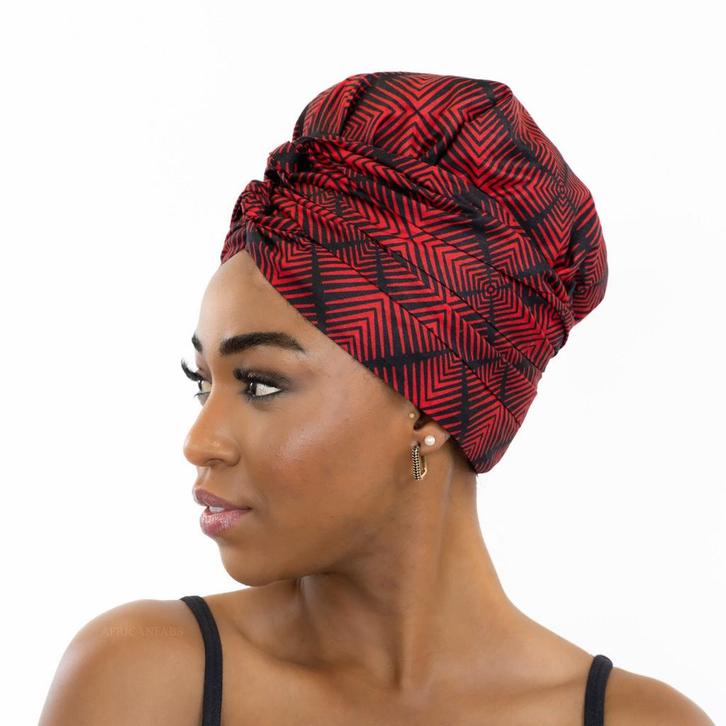 Easy headwrap / hoofddoek - Satijnen binnenkant - Rode Effec, Hobby en Vrije tijd, Stoffen en Lappen, Nieuw, Ophalen of Verzenden