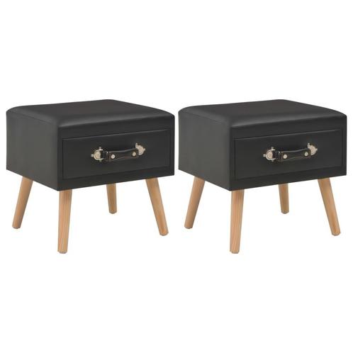 vidaXL Nachtkastjes 2 st 40x35x40 cm kunstleer zwart, Huis en Inrichting, Slaapkamer | Nachtkastjes, Nieuw, Minder dan 45 cm, Overige materialen