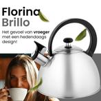 Florina Brillo fluitketel geborsteld RVS zilver 2.5 Liter -, Ophalen of Verzenden, Nieuw