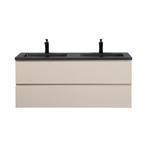 Badkamermeubel Summer 120cm mat beige met zwarte wastafel, Verzenden, Nieuw