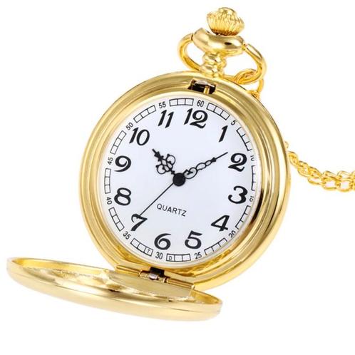 Fako® - Zakhorloge - XXL - Classic - Ø 47mm - Goudkleurig, Sieraden, Tassen en Uiterlijk, Horloges | Heren, Verzenden