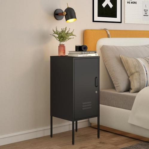 Nachtkastje Hausjärvi 82x35x35 cm staal zwart [en.casa], Huis en Inrichting, Tafels | Bijzettafels, Nieuw, Verzenden