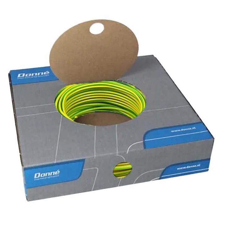 Donné VD Installatiedraad 2,5mm2 geel/groen - 100 meter, Doe-het-zelf en Verbouw, Elektra en Kabels, Nieuw, Ophalen of Verzenden