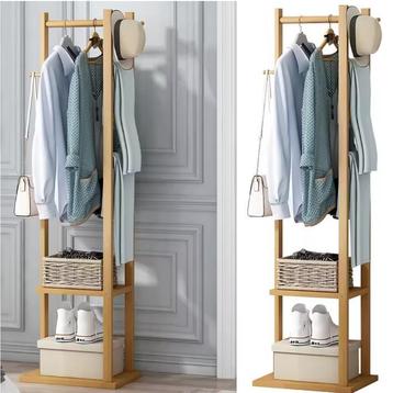 Bamboe Kapstok met Planken en Haken – Staand Kledingrek beschikbaar voor biedingen