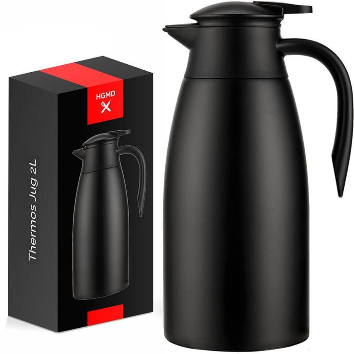 HGMD Thermoskan - 2 Liter - Isoleerkan - Zwart, Huis en Inrichting, Keuken | Keukenbenodigdheden, Nieuw, Verzenden