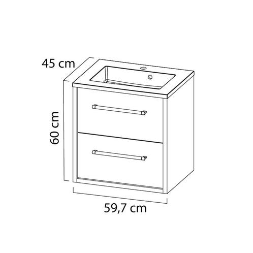 Tiger Boston Wastafelonderkast 60 cm Hoogglans Wit, Doe-het-zelf en Verbouw, Sanitair, Ophalen of Verzenden