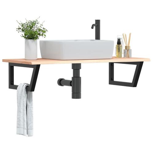 vidaXL Badkamer wandschap staal en massief eikenhout, Huis en Inrichting, Tafels | Kaptafels, Nieuw, Verzenden