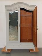 Antieke XXL kledingkast Franse spiegelkast garderobe grijs, Antiek en Kunst, Antiek | Meubels | Kasten, Ophalen of Verzenden