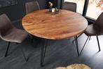 Ronde eettafel SCORPION 120cm natuurlijk acacia massief hout, Ophalen of Verzenden, Nieuw