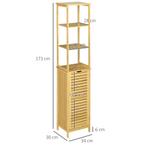 TRUUSK Badkamerkast Bambus, 34 X 30 X 173 Cm, Met 3 Open Vak, Huis en Inrichting, Badkamer | Badkamermeubels, Verzenden, Nieuw