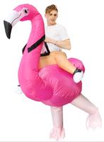 KIMU® Opblaas Kostuum Rijdend op Flamingo Opblaasbaar Pak Fl, Nieuw, Carnaval, Ophalen of Verzenden, Kleding