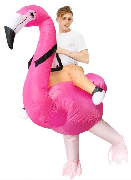 KIMU® Opblaas Kostuum Rijdend op Flamingo Opblaasbaar Pak Fl, Kleding | Dames, Carnavalskleding en Feestkleding, Kleding, Nieuw