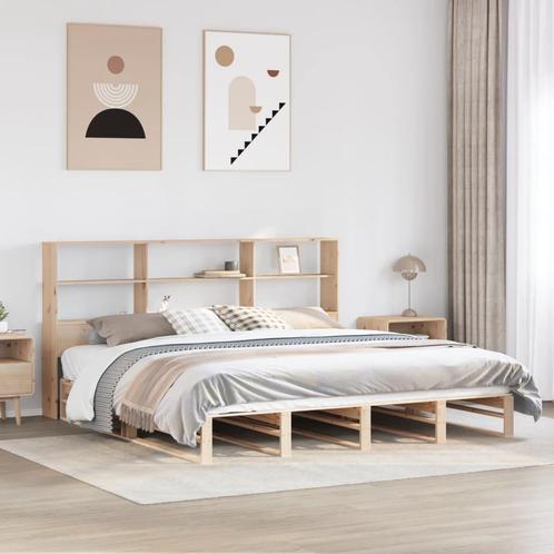 vidaXL Bed met boekenkast zonder matras massief hout 180x200, Huis en Inrichting, Slaapkamer | Bedden, 80 cm, 200 cm, Wit, Eenpersoons