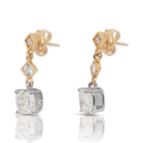 Oorbellen - 18 karaat Geel goud, Witgoud - 3.32ct. tw., Sieraden, Tassen en Uiterlijk, Oorbellen