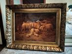 Europese school (XIX) - Schapen in de stal, Antiek en Kunst, Kunst | Schilderijen | Klassiek
