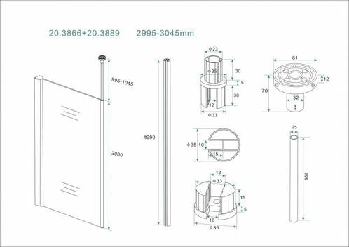 Wiesbaden set verticale stabilisatiestang+plafond bev.chroom, Doe-het-zelf en Verbouw, Sanitair, Ophalen of Verzenden