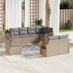 vidaXL 8-delige Loungeset met kussens poly rattan beige, Verzenden, Nieuw, Rotan, Loungeset