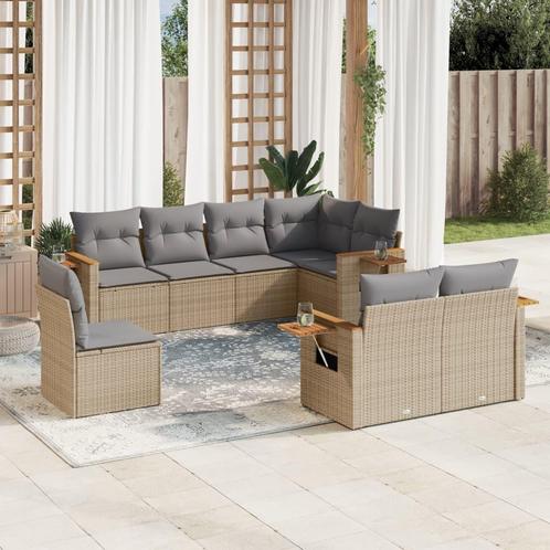 vidaXL 8-delige Loungeset met kussens poly rattan beige, Tuin en Terras, Tuinsets en Loungesets, Loungeset, Nieuw, Rotan, Verzenden