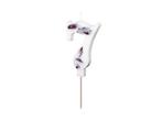 Birthday Candle Number 7, White with Flower Petals, 8 cm, Verzenden, Nieuw