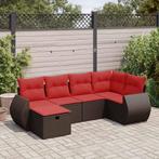 vidaXL 6-delige Loungeset met kussens poly rattan bruin, 5 zitplaatsen, Nieuw, Loungeset, Verzenden