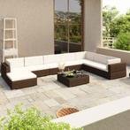 vidaXL 8-delige Loungeset met kussens poly rattan bruin, Nieuw, 8 zitplaatsen, Loungeset, Verzenden