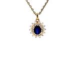 Gouden entourage hanger met diamant en saffier 14 karaat*, Sieraden, Tassen en Uiterlijk, Kettinghangers, Verzenden, Zo goed als nieuw