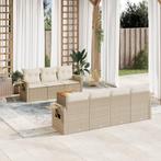 vidaXL 8-delige Loungeset met kussens poly rattan beige, Verzenden, Nieuw, Rotan, Loungeset