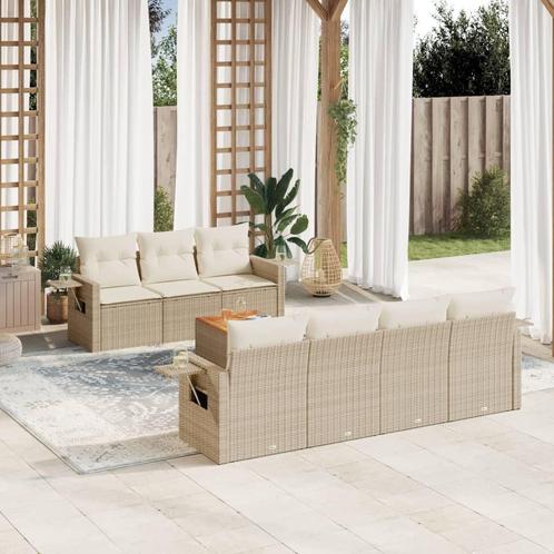 vidaXL 8-delige Loungeset met kussens poly rattan beige, Tuin en Terras, Tuinsets en Loungesets, Loungeset, Nieuw, Rotan, Verzenden