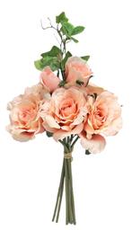 Rozen groot en klein met blad boeketje 42cm. champ/zalm, Ophalen of Verzenden, Nieuw