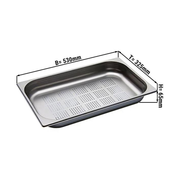 GGM Gastro | RVS GN bak 1/1 - Geperforeerd - Hoogte: 65mm |, Zakelijke goederen, Horeca | Food, Verzenden