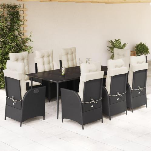 vidaXL 9-delige Tuinset poly rattan zwart, Tuin en Terras, Tuinsets en Loungesets, Tuinset, Nieuw, 8 zitplaatsen, Rotan, Verzenden