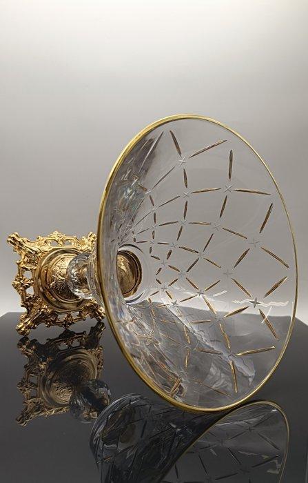 SECOLOVENTESIMO - Fruitschaal - Crystal&Brass Centerpiece -, Antiek en Kunst, Antiek | Glas en Kristal