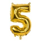Gouden Cijfer Ballon 5 Jaar 36cm, Verzenden, Nieuw
