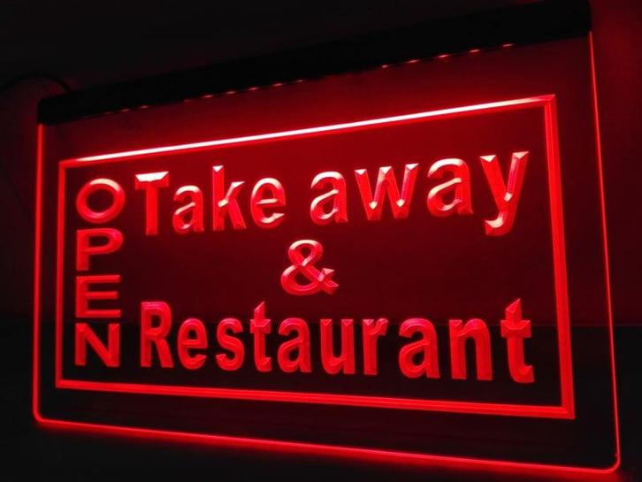 OPEN & take away neon bord lamp LED  verlichting reclame lic, Verzamelen, Merken en Reclamevoorwerpen, Nieuw, Verzenden