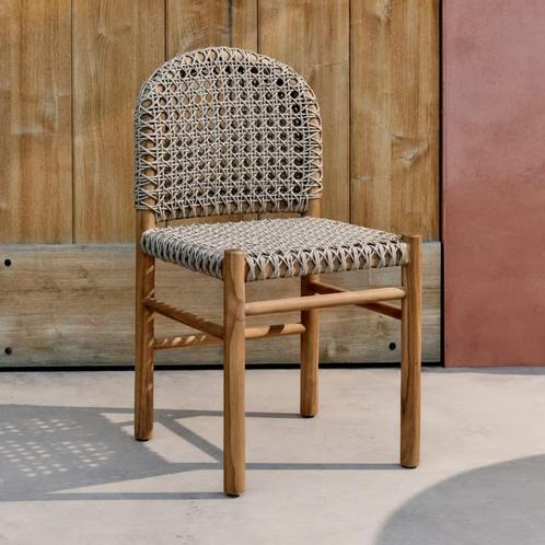 *WOONWINKEL* Kave Home Tavira Design Tuinstoel Massief Teakh, Tuin en Terras, Tuinsets en Loungesets, Nieuw, Rotan, Verzenden