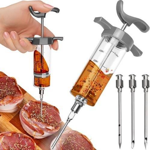 Ruhhy Vleesinjector Set - 3 Naalden - Voor Sappig en Perf..., Tuin en Terras, Barbecue-accessoires, Nieuw, Ophalen of Verzenden