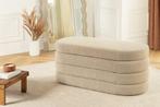 Extravagante gestoffeerde bank VOGUE 115cm taupe bouclé bank, Huis en Inrichting, Ophalen of Verzenden, Nieuw