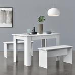 Eethoek set tafel 110x70x73 en banken 86,5x33x43,5 cm wit, Verzenden, Nieuw