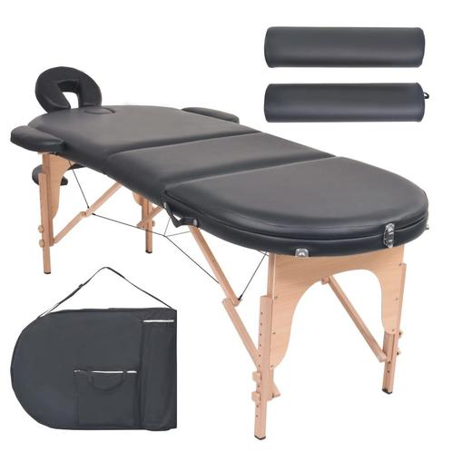 vidaXL Massagetafel inklapbaar 4 cm dik met 2 bolsters ovaal, Sport en Fitness, Massageproducten, Nieuw, Verzenden