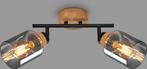 BRILONER - HEMA - Spot, met hout, rookglas, 2x E27 max. 10W, Huis en Inrichting, Lampen | Spots, Ophalen of Verzenden, Nieuw