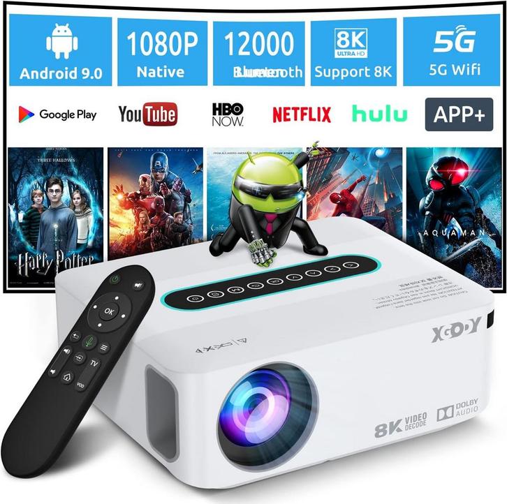 Beamer - Projector - 12000 Lumen - 1080P Full HD - Wit - XGO, Huis en Inrichting, Woonaccessoires | Overige, Nieuw, Verzenden