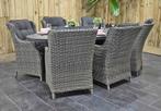 Akron Ovale Tafel 220 Keramischblad Dark Grey met 6 Darwin D, 6 zitplaatsen, Ophalen of Verzenden, Zo goed als nieuw, Wicker