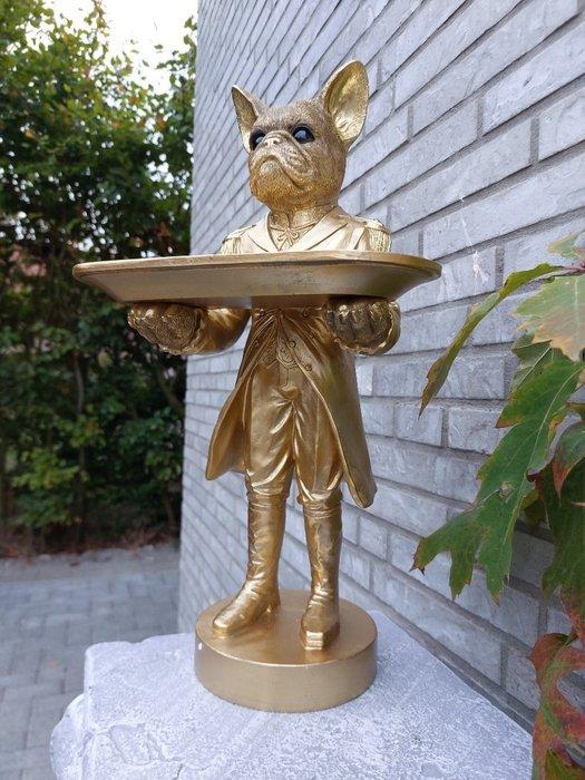 Beeld, french buldog as budhler with plateau - 50 cm -, Antiek en Kunst, Kunst | Designobjecten