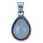 Zilveren Chalcedoon aqua edelsteen druppel met parelrand ..., Verzenden, Nieuw