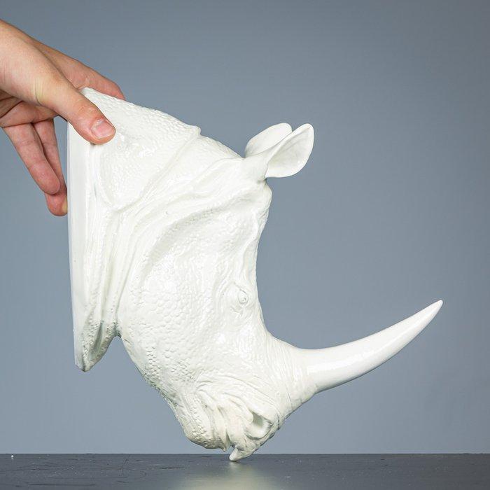 Figuur - Decoratieve witte neushoorn als muurhanger -, Antiek en Kunst, Kunst | Designobjecten