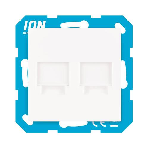 ION Modular Jack 2-voudig met Centraalplaat E1 Alpin Wit, Doe-het-zelf en Verbouw, Elektra en Kabels, Nieuw, Ophalen of Verzenden